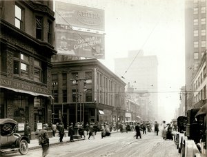 Pedestrian Traffic at the Intersection of Eighth and Olive Streets, Looking South Toward Olive Street